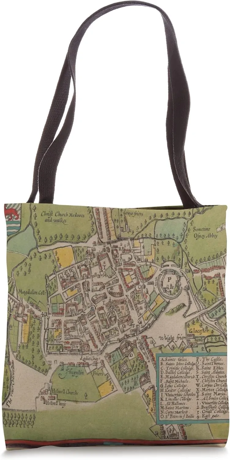 Vintage Oxford UK Map (1605) Tote Bag