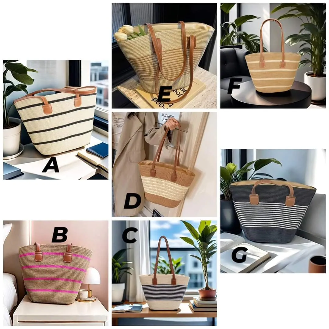 Vintage Straw Woven Beach Bag
