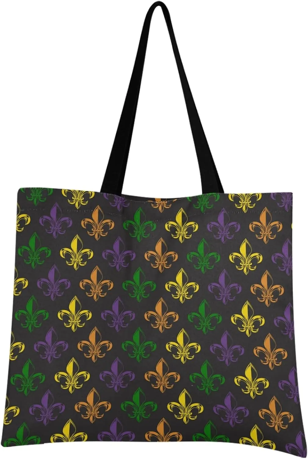 visesunny Women Extra Large Tote Bag Mardi Gras Carnival Pattern With Fleur-De-Lis Shoulder Bags Ladies Beach Travel Reusable Grocery Shopping Portable Storage Handbag