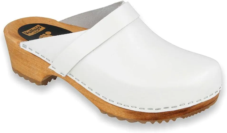 Vollsjo Women's Genuine Leather Wooden Clogs Made in EU