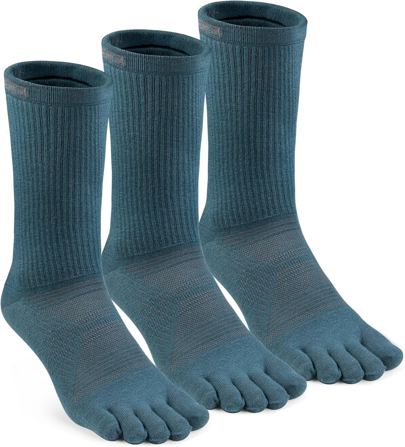 VWELL Toe Socks for Men Women Running COOLMAX Mid-Calf Finger Socks Athletic Breathable Five Toe Design Quick Dry, 3Pairs