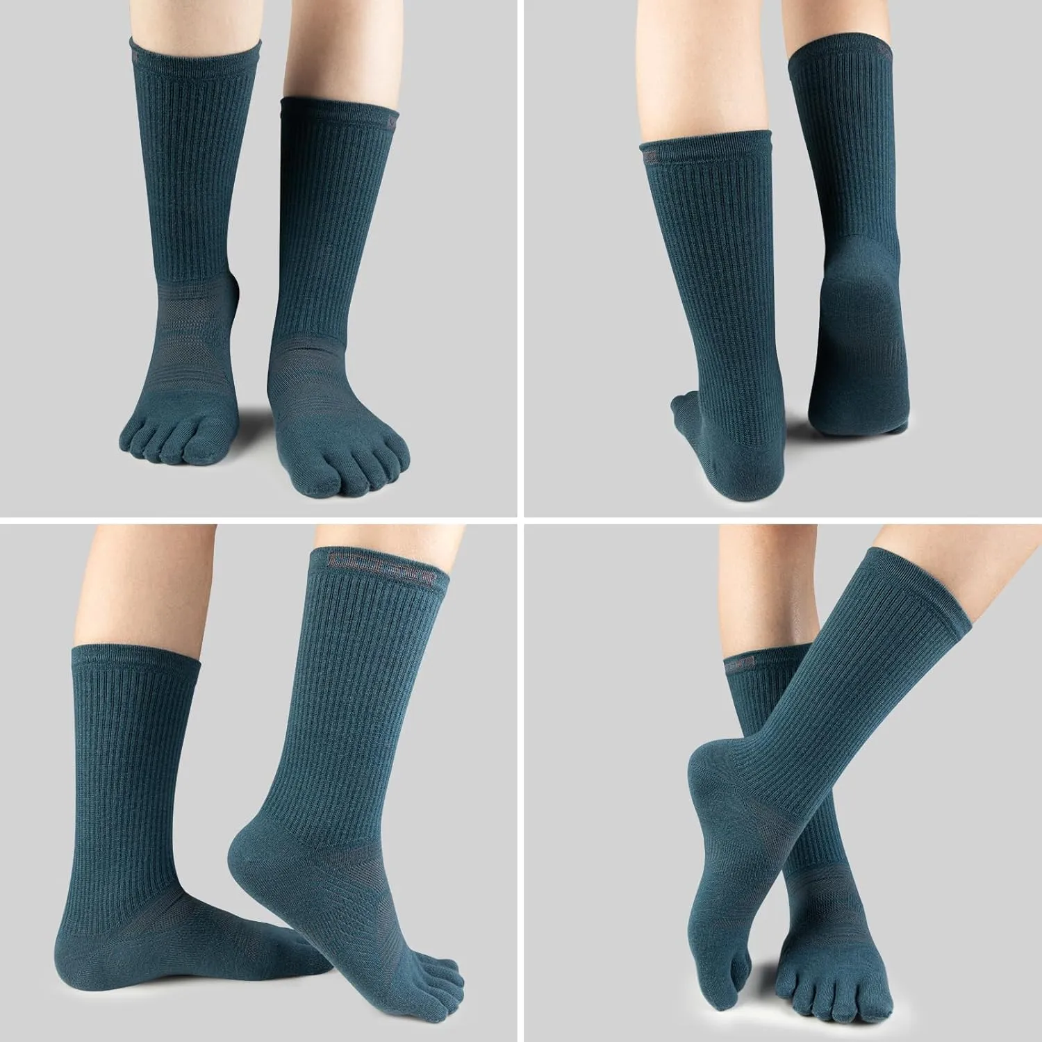 VWELL Toe Socks for Men Women Running COOLMAX Mid-Calf Finger Socks Athletic Breathable Five Toe Design Quick Dry, 3Pairs