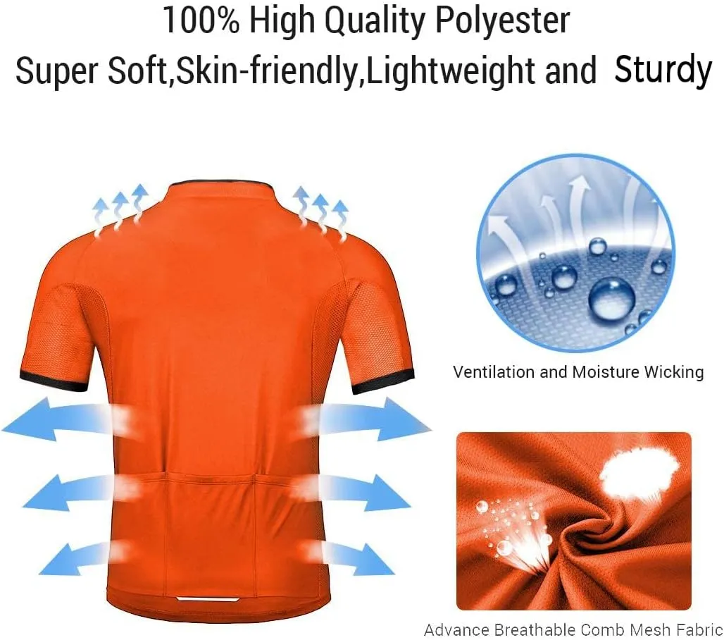 wantdo Men's Cycling Jerseys Mountain Bike MTB Jersey Short Sleeve Bike Shirts Breathable Quick Dry Cycling Clothing