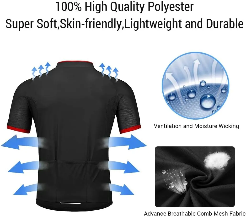 wantdo Men's Cycling Jerseys Mountain Bike MTB Jersey Short Sleeve Bike Shirts Breathable Quick Dry Cycling Clothing