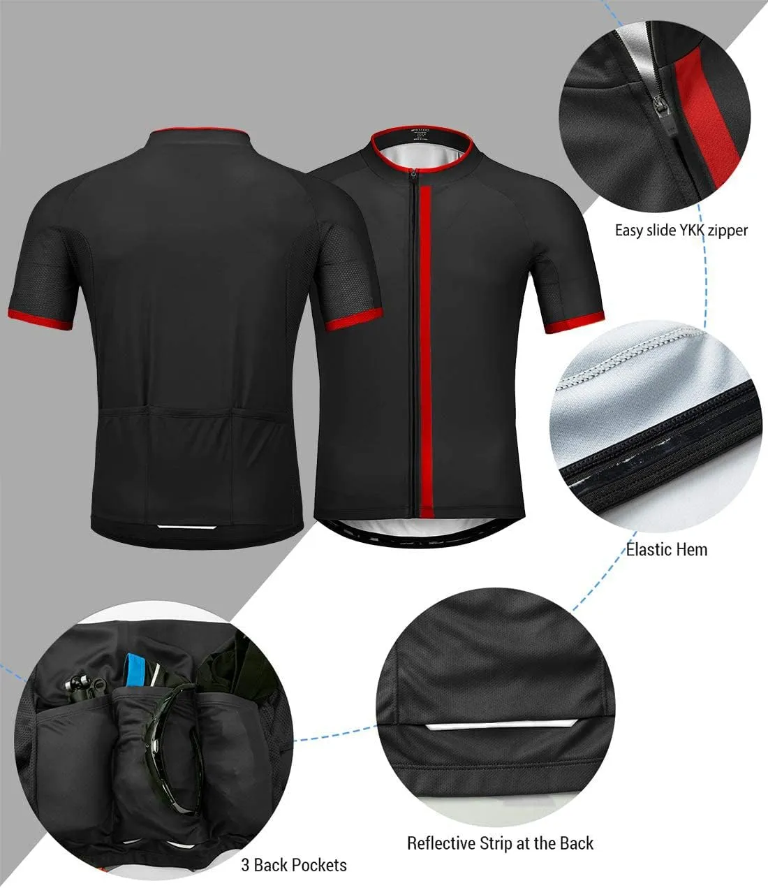 wantdo Men's Cycling Jerseys Mountain Bike MTB Jersey Short Sleeve Bike Shirts Breathable Quick Dry Cycling Clothing