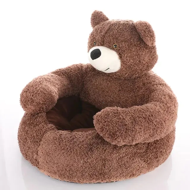 Warm Bear Hug Plush Dog Bed