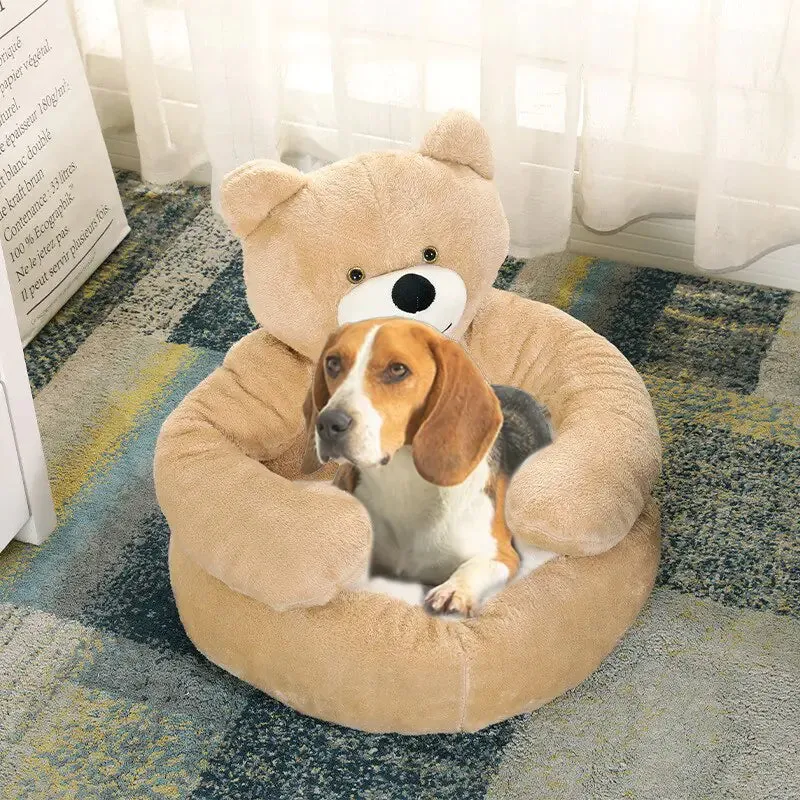 Warm Bear Hug Plush Dog Bed