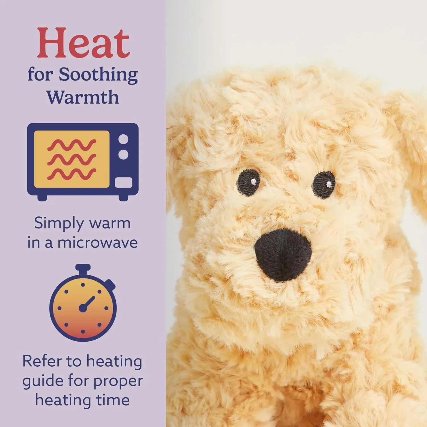 warmies Junior Microwavable & Weighted Stuffed Animals, Golden Dog - Heated Stuffed Animal Plushie for Warmth & Comfort - Cute Soft Plush Toys for Adults & Children (Boys, Girls, Babies & Toddlers)