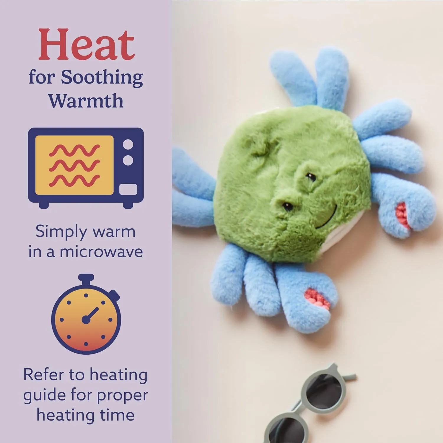 warmies Microwavable & Weighted Stuffed Animals, Blue Crab - Heated Stuffed Animal Plushie for Warmth & Comfort - Cute Soft Plush Toys for Adults & Children (Boys, Girls, Babies & Toddlers)
