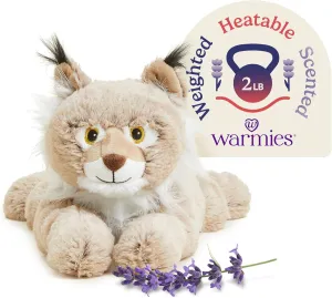 warmies Microwavable & Weighted Stuffed Animals, Bob Cat - Heated Stuffed Animal Plushie for Warmth & Comfort - Cute Soft Plush Toys for Boys, Girls, Babies & Toddlers