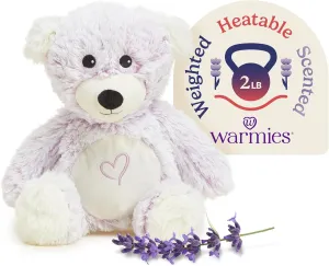 warmies Microwavable & Weighted Stuffed Animals, Love Bear - Heated Stuffed Animal Plushie for Warmth & Comfort - Cute Soft Plush Toys for Adults & Children (Boys, Girls, Babies & Toddlers)