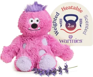 Warmies Microwavable & Weighted Stuffed Animals, Pink Monster - Heated Stuffed Animal Plushie for Warmth & Comfort - Cute Soft Plush Toys for Adults & Children (Boys, Girls, Babies & Toddlers)