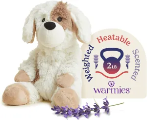 warmies Microwavable & Weighted Stuffed Animals, Puppy - Heated Stuffed Animal Plushie for Warmth & Comfort - Cute Soft Plush Toys for Adults & Children (Boys, Girls, Babies & Toddlers)