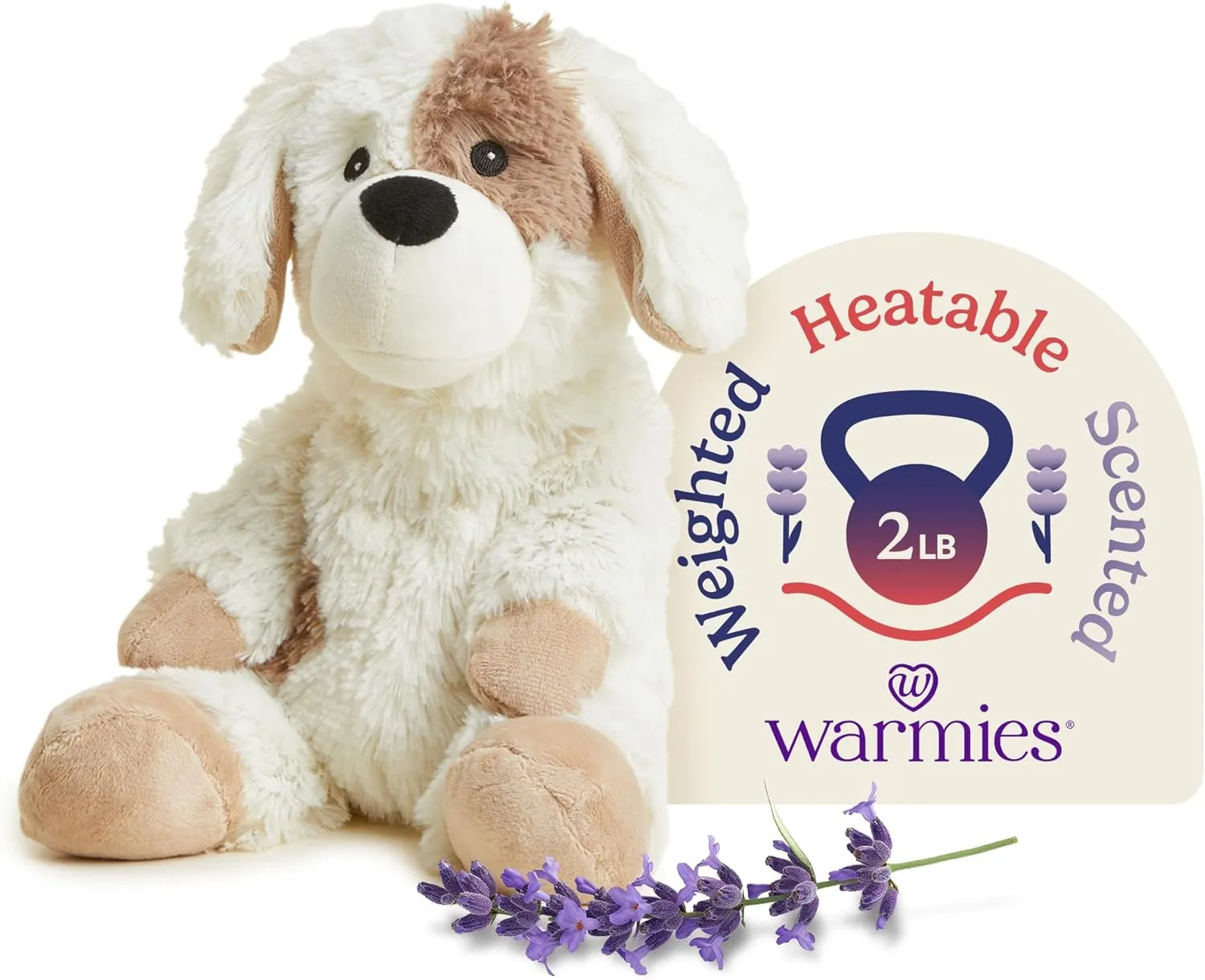 warmies Microwavable & Weighted Stuffed Animals, Puppy - Heated Stuffed Animal Plushie for Warmth & Comfort - Cute Soft Plush Toys for Adults & Children (Boys, Girls, Babies & Toddlers)