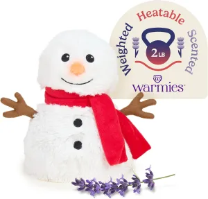 warmies Microwavable & Weighted Stuffed Animals, Red Scarf Snowman - Heated Stuffed Animal Plushie for Warmth & Comfort - Cute Soft Plush Toys for Adults & Children (Boys, Girls, Babies & Toddlers)