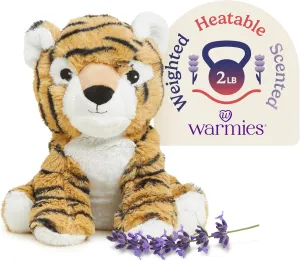warmies Microwavable & Weighted Stuffed Animals, Tiger - Heated Stuffed Animal Plushie for Warmth & Comfort - Cute Soft Plush Toys for Adults & Children (Boys, Girls, Babies & Toddlers)