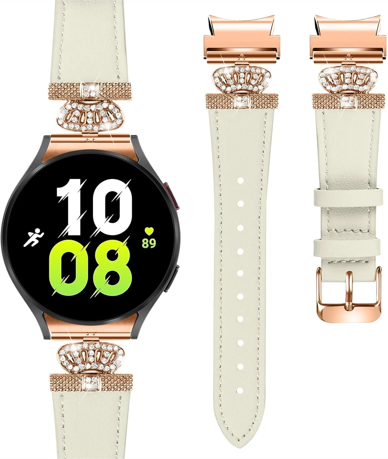 Watch Strap Compatible With Galaxy watch 4/Galaxy watch 5 40mm 44mm Genuine Leather Adjustable Strap For Galaxy Watch 4 Classic 42mm 46mm/Watch 5 Pro 45mm