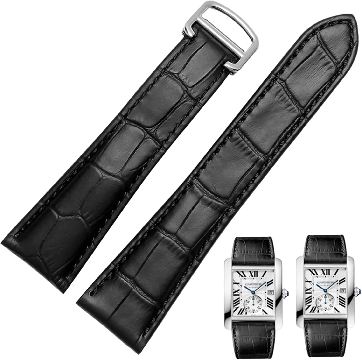 Watch Strap for Cartier Tank Genuine Leather Watch Band Men's Claire Leather Belt London Solo Mechanical Watch Accessories 25mm