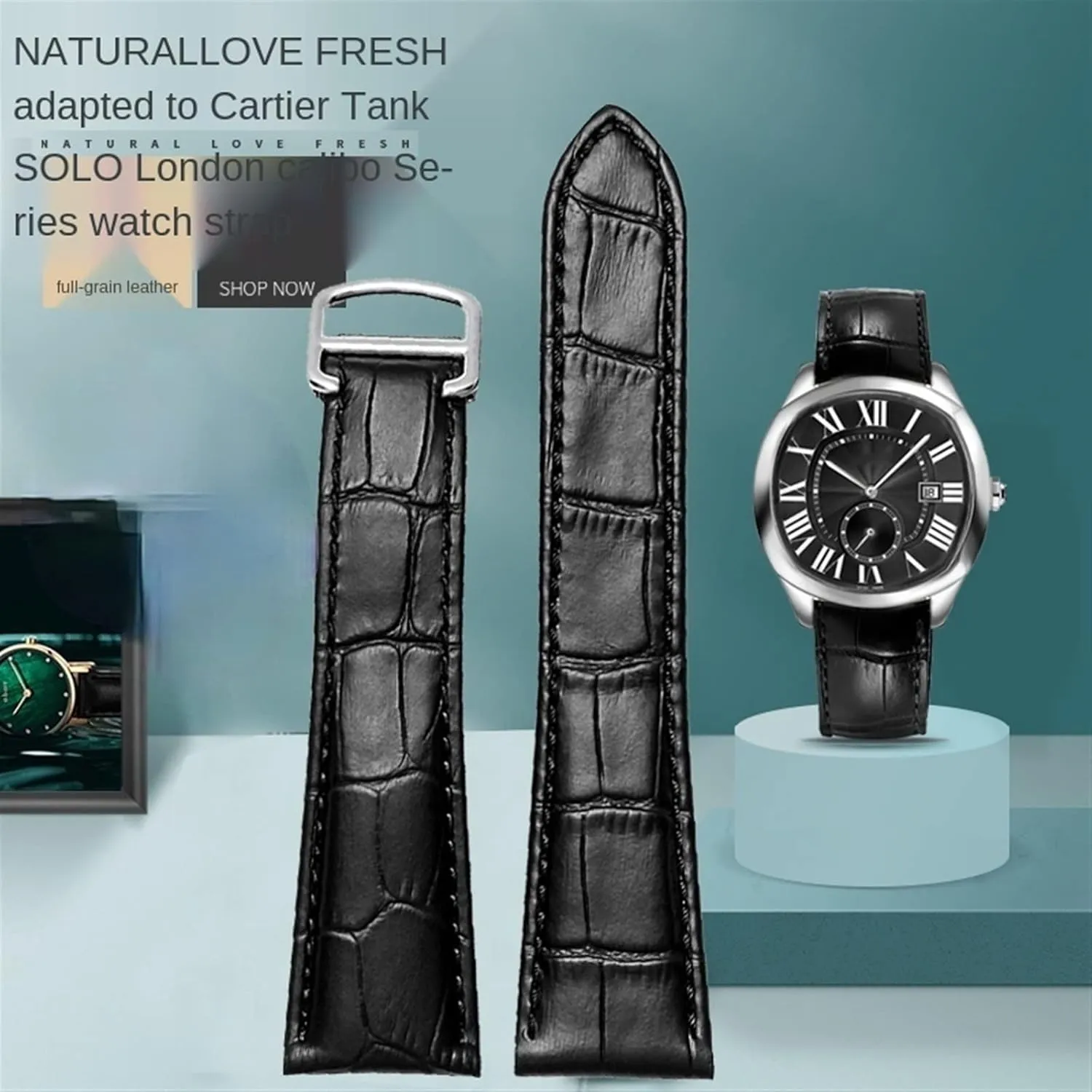Watch Strap for Cartier Tank Genuine Leather Watch Band Men's Claire Leather Belt London Solo Mechanical Watch Accessories 25mm