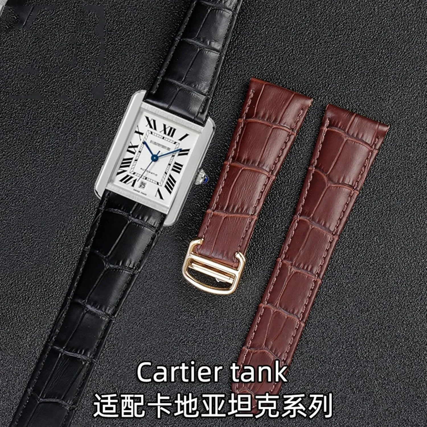 Watch Strap for Cartier Tank Genuine Leather Watch Band Men's Claire Leather Belt London Solo Mechanical Watch Accessories 25mm