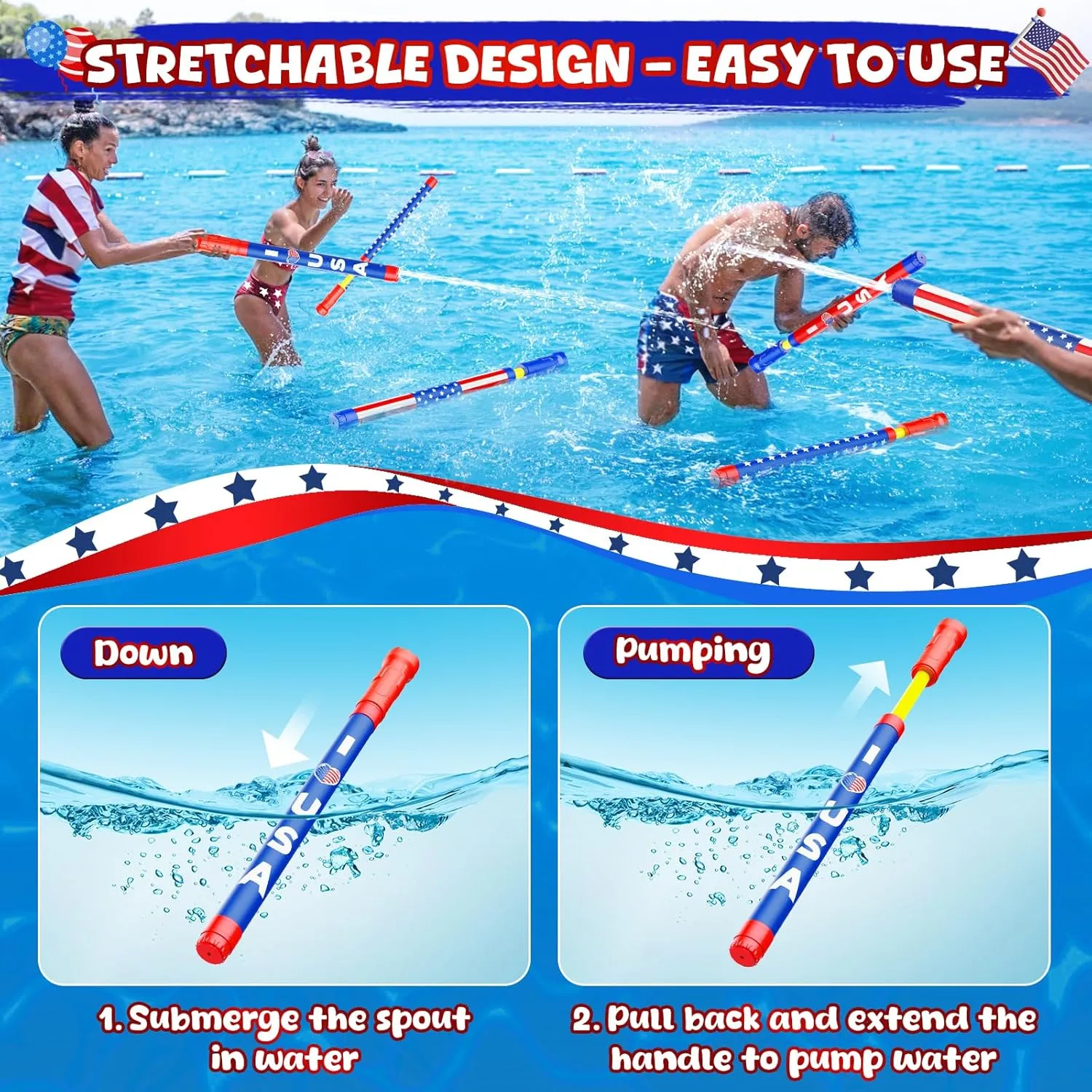 Water Gun Squirt Toys for Kids Adults: Outdoor Super Blaster Water Guns for Kids Age 3-4-5-8-12 Bulk - Fun 4th of July Pool Toys for Swimming Beach Summer Outside Party Games