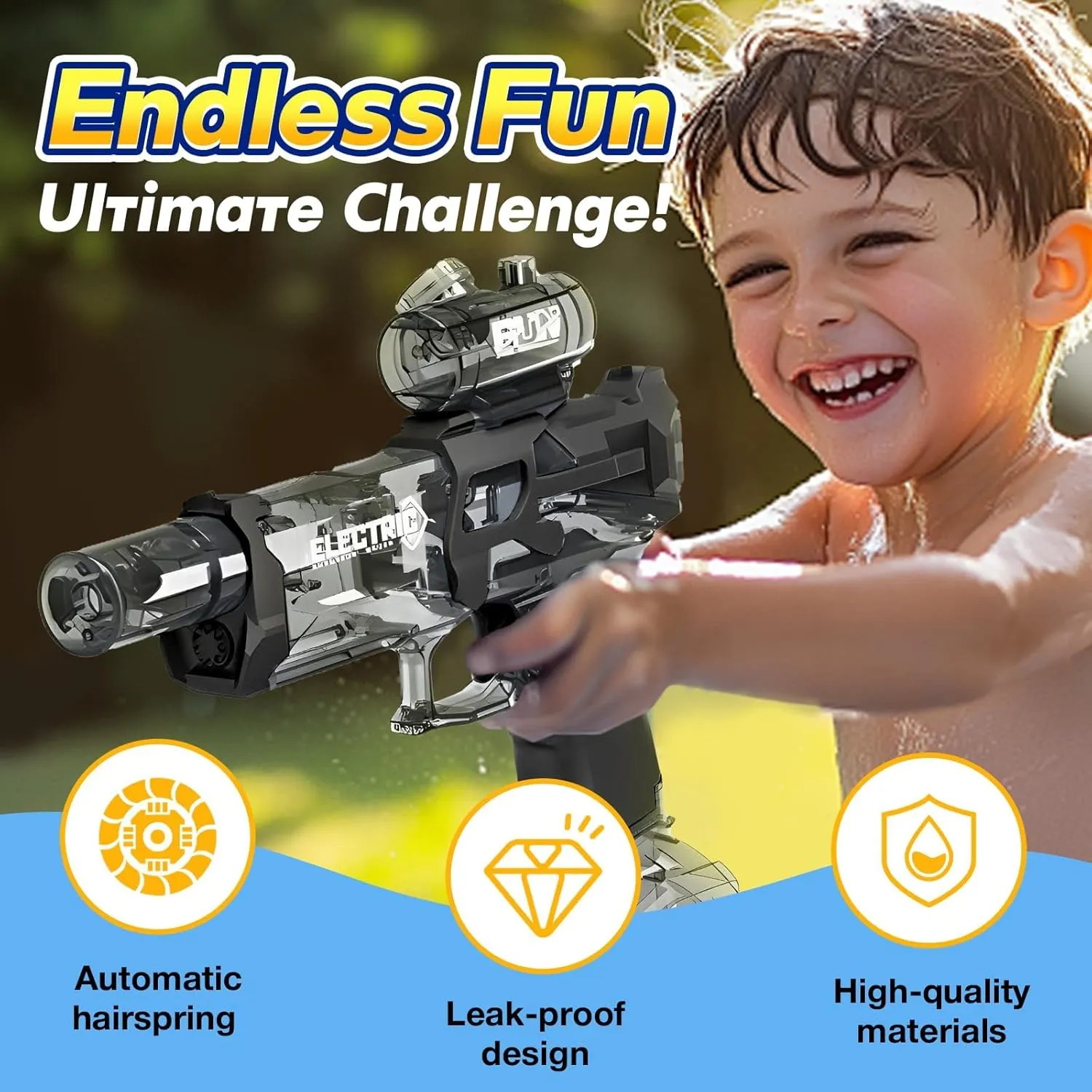 Water Gun,Electric Water Gun with Light Up,26-30 FT,Powerful High Powered Automatic Squirt Gun Fully Auto Water Blaster,Toy Game for Adult&Kid