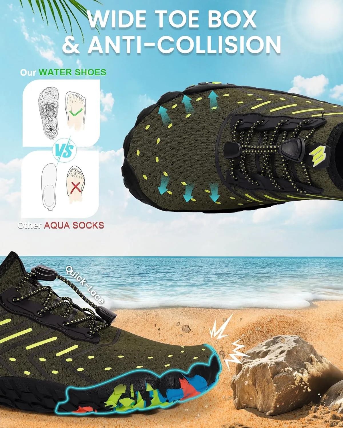 Water Shoes for Women Men Quick-Dry Barefoot Shoes Breathable Aqua Socks for Swim Beach River Pool Lake Hiking Surfing Kayaking