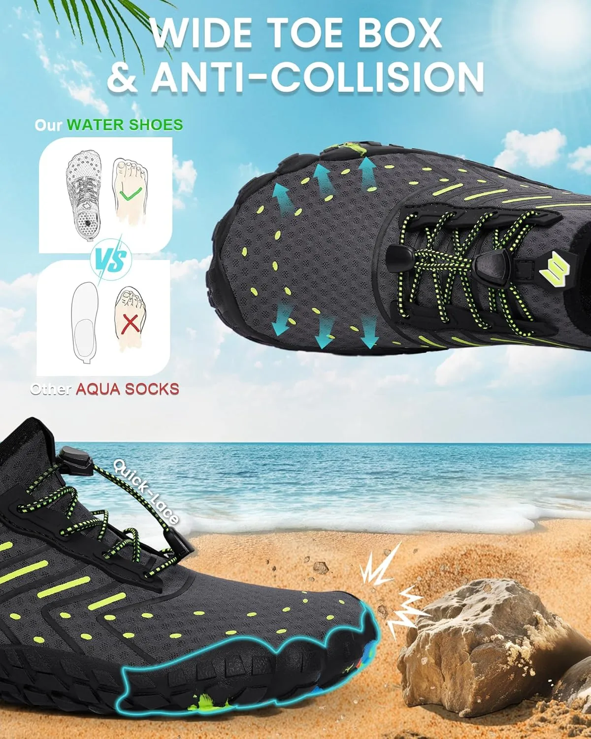 Water Shoes for Women Men Quick-Dry Barefoot Shoes Breathable Aqua Socks for Swim Beach River Pool Lake Hiking Surfing Kayaking