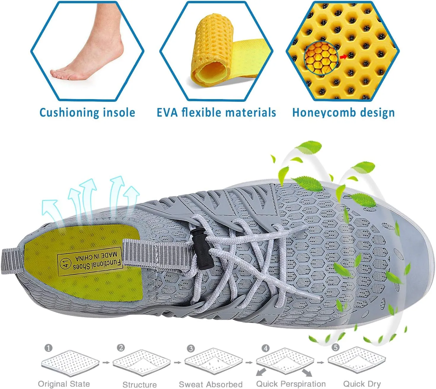 Water Shoes Mens Womens Quick Dry Barefoot Aqua Socks Diving Sports Shoes for Beach Swim Surf Pool Yoga Outdoor Trip