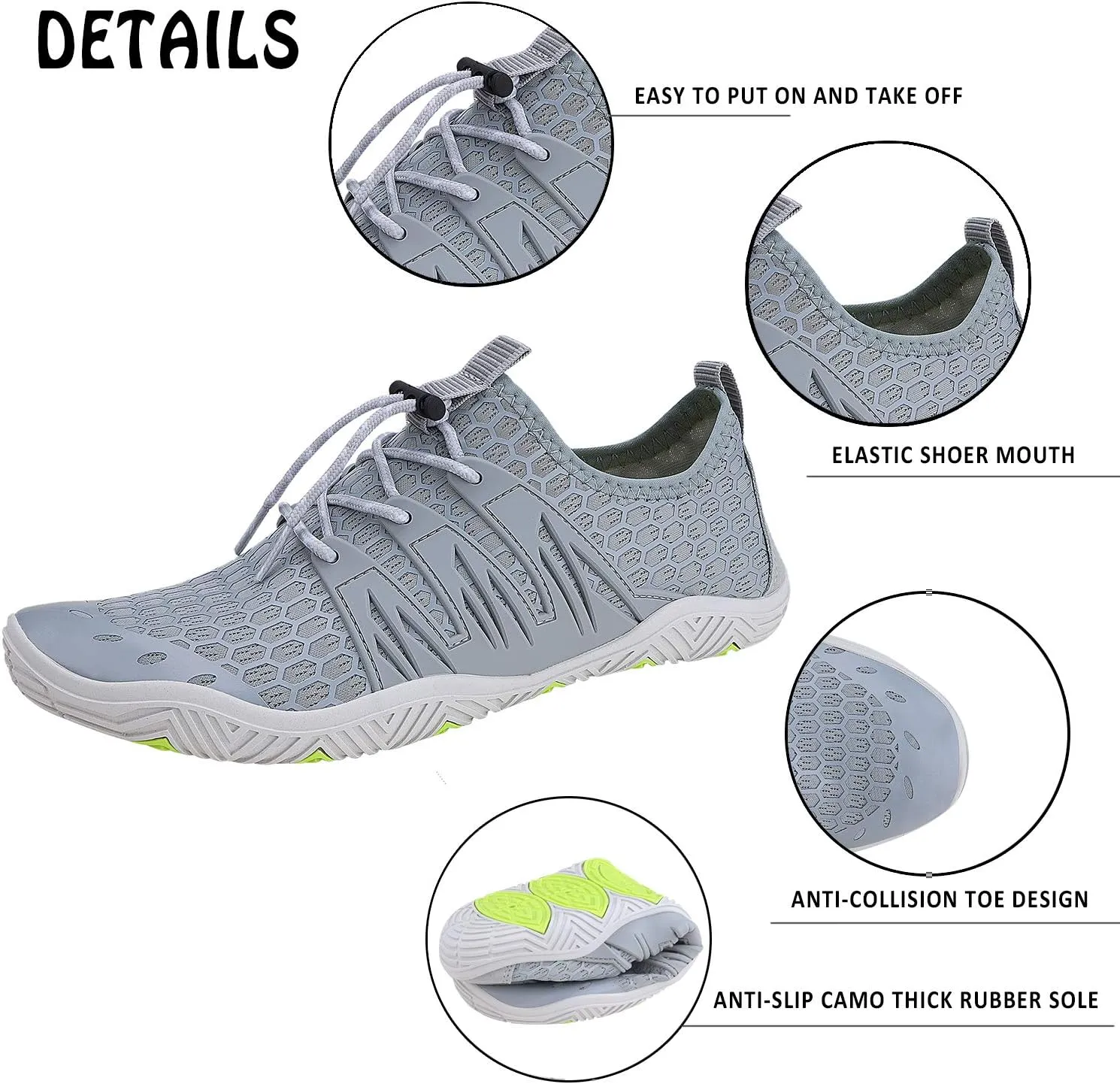 Water Shoes Mens Womens Quick Dry Barefoot Aqua Socks Diving Sports Shoes for Beach Swim Surf Pool Yoga Outdoor Trip