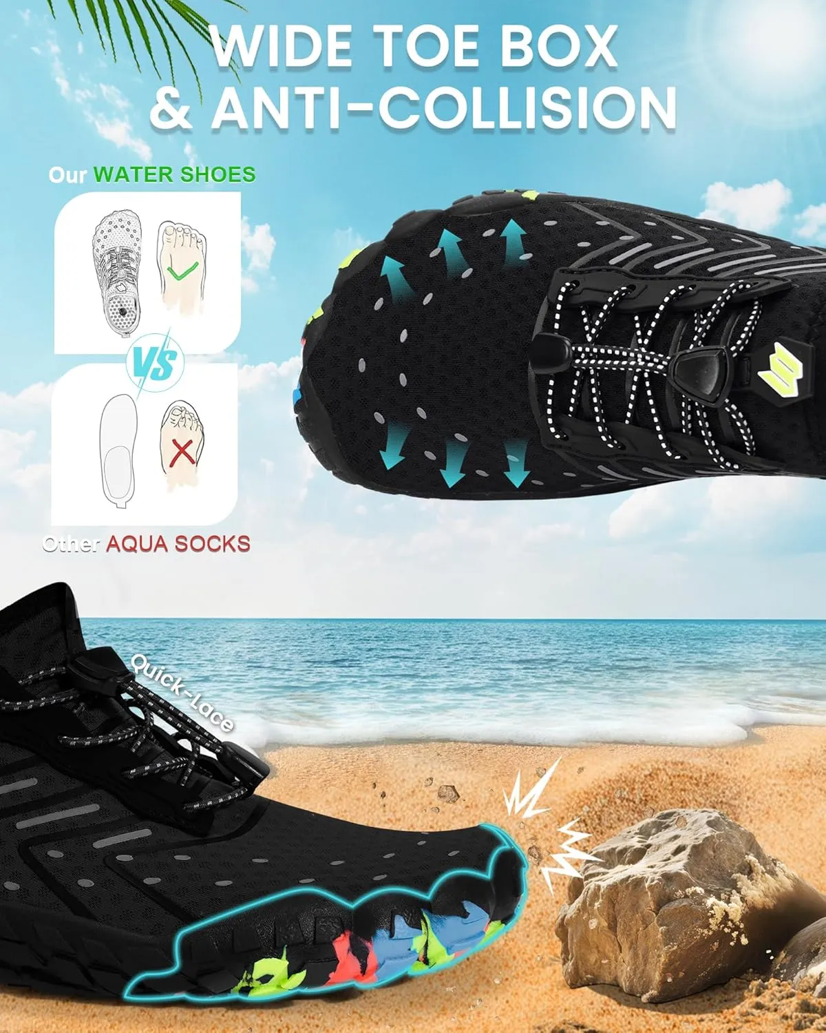 Water Shoes Women Men Adult Quick-Dry Aqua Socks Breathable Barefoot Shoes for Swim Beach River Pool Lake Hiking Kayaking Surfing