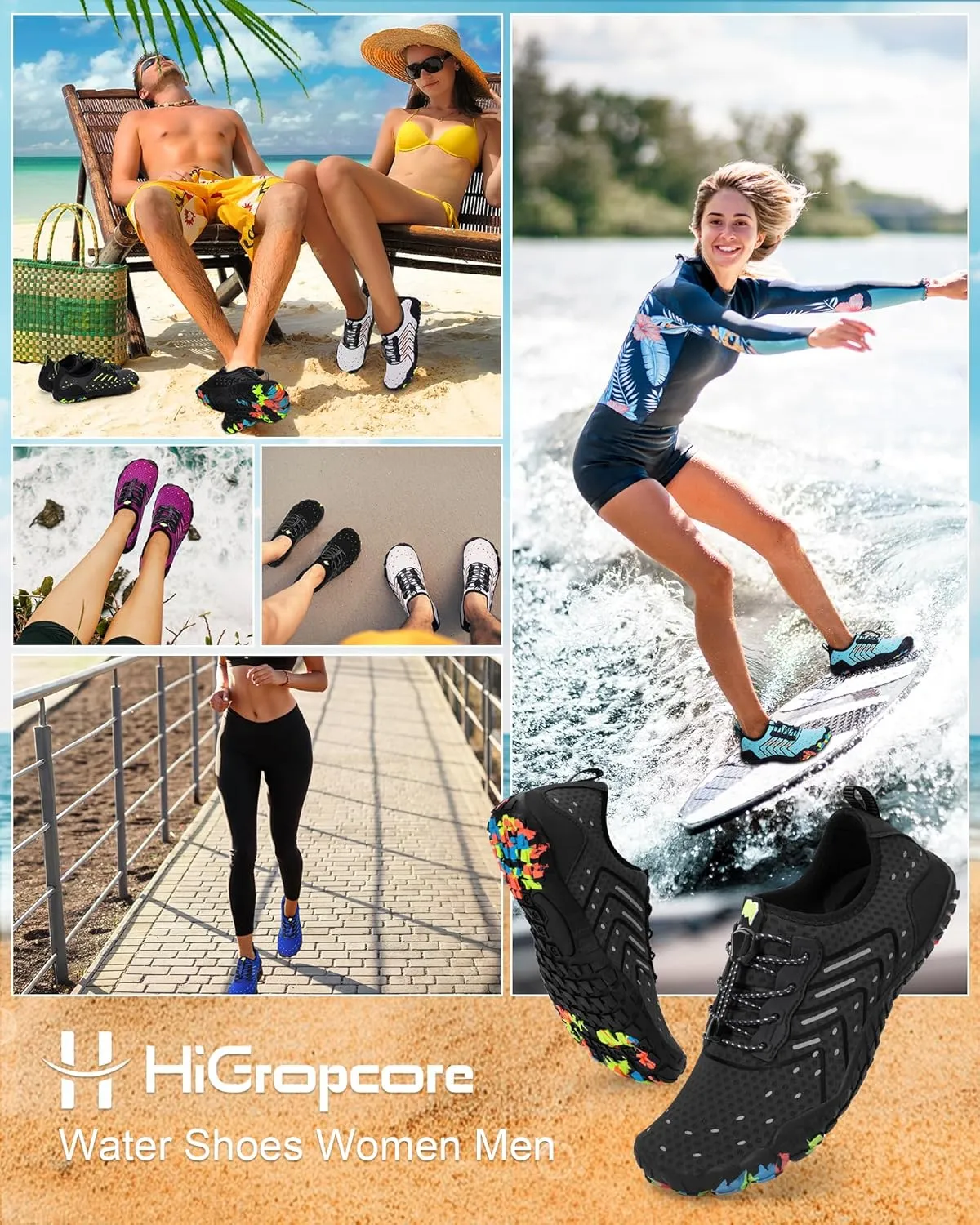Water Shoes Women Men Adult Quick-Dry Aqua Socks Breathable Barefoot Shoes for Swim Beach River Pool Lake Hiking Kayaking Surfing