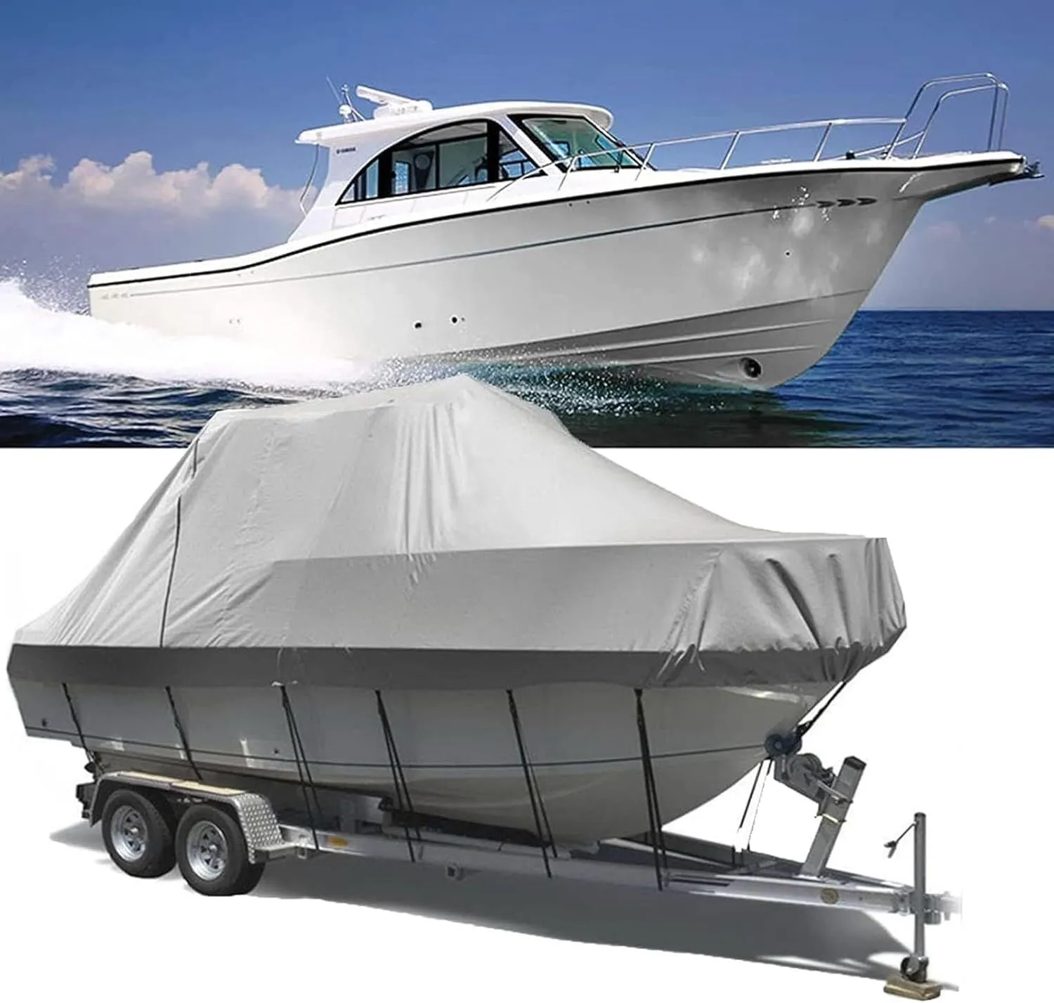 Waterproof Boat Cover 210D UV Resistant and Tear Resistant V-Shaped Hull TRI Hull Runabout Pro Style Bass Boat(14 * 16FT)