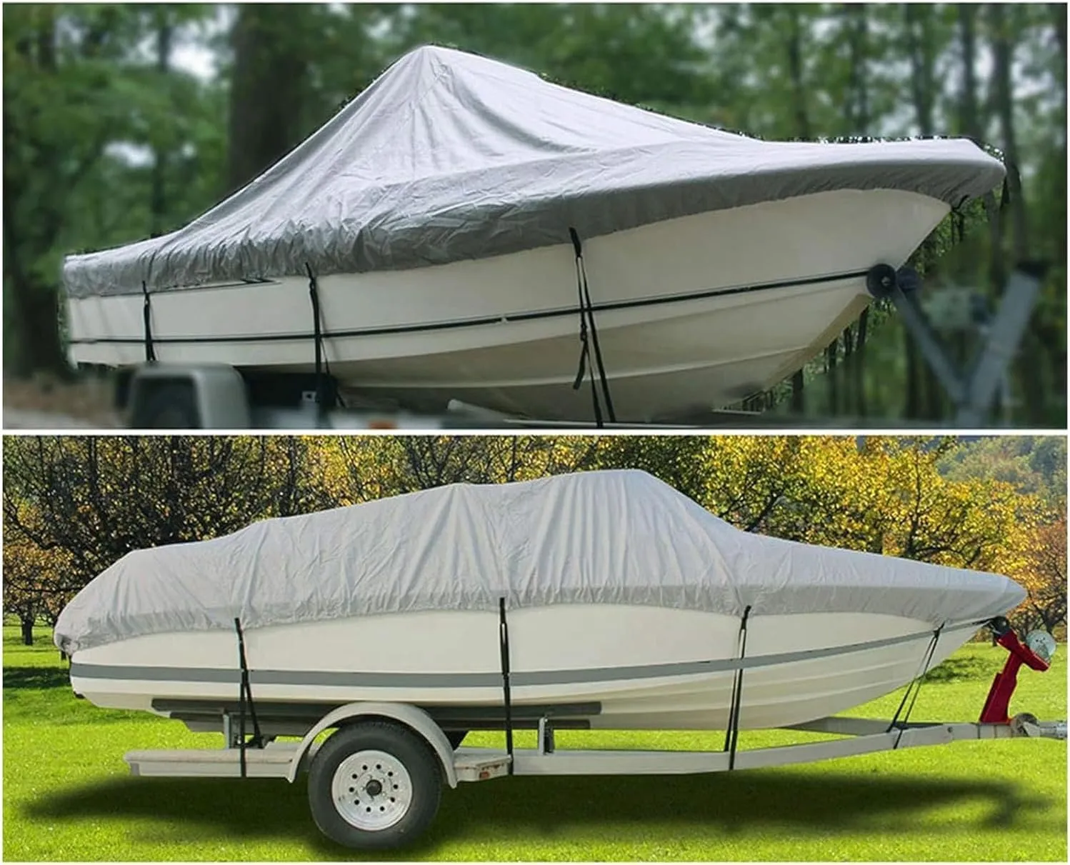 Waterproof Boat Cover 210D UV Resistant and Tear Resistant V-Shaped Hull TRI Hull Runabout Pro Style Bass Boat(14 * 16FT)