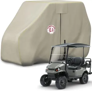 Waterproof Golf Cart Cover, Heavy Duty Marine Grade Fabric, Universal Fits for Most Brand 2/2 2/4 2 Passengers Yamaha, Honda, Club Car, EZGO Golf Cart