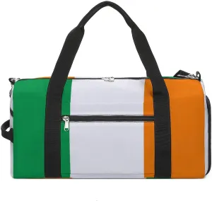 Waterproof Travel Duffel Bag Ireland Flag for Men Women Shoe Compartment