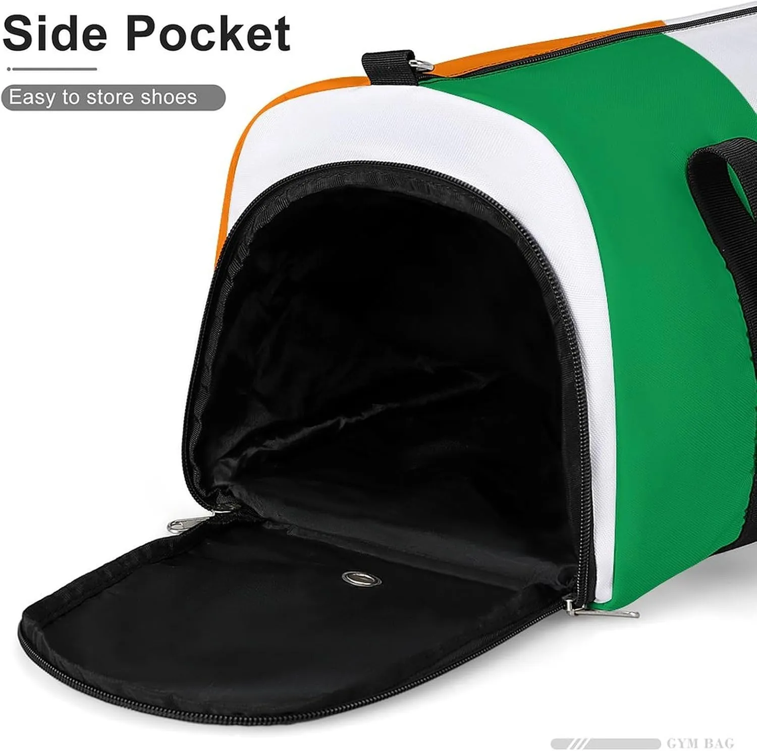 Waterproof Travel Duffel Bag Ireland Flag for Men Women Shoe Compartment