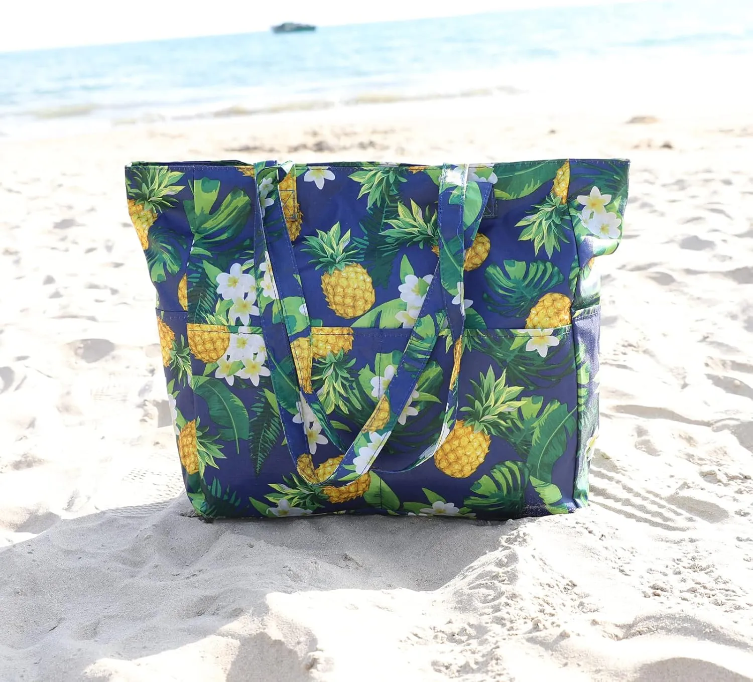 We We Large Canvas Straw Beach Pool Bag Waterproof Beach Tote Bags for Women Travel Shoulder Handbag