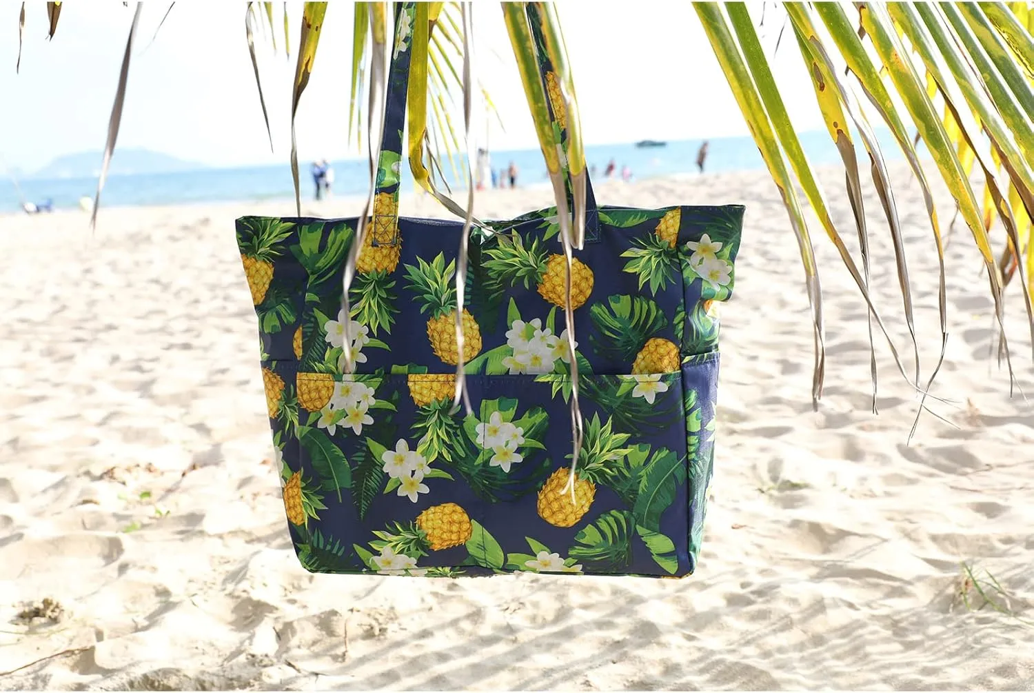 We We Large Canvas Straw Beach Pool Bag Waterproof Beach Tote Bags for Women Travel Shoulder Handbag