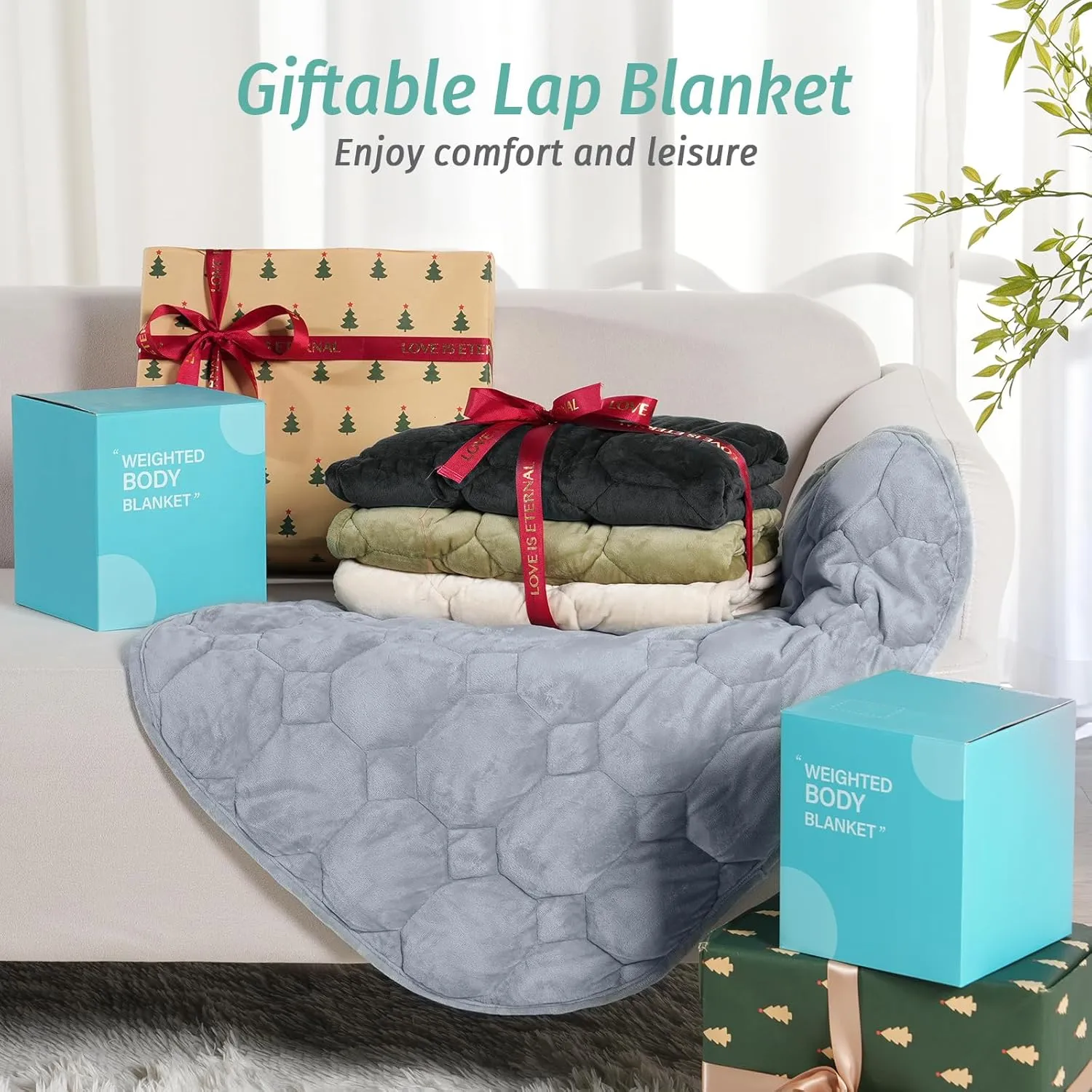 Wemore Weighted Lap Blanket 7lbs for Adults, Small Weighted Blanket for Travel, Calming, Relaxing, Napping and Sleeping, All-Season Weighted Lap Pad, Machine Washable, Green 24x29 inches