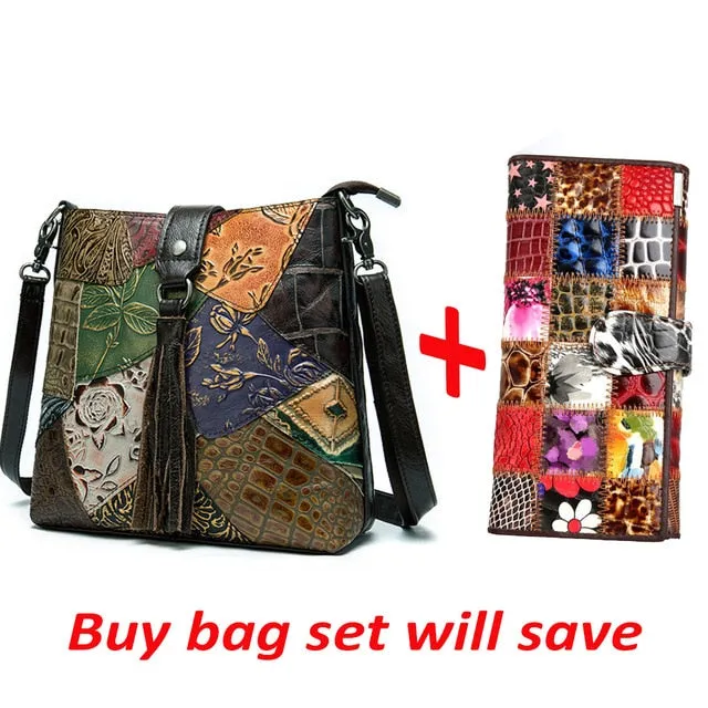 WESTAL women's genuine leather handbag patchwork shoulder bag women leather handbags ladies crossbody bags female bags for women