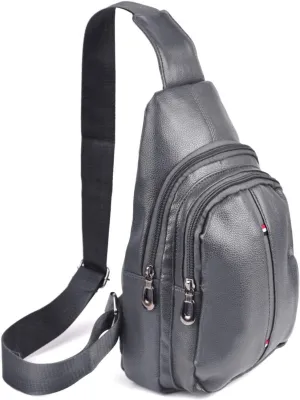 WESTEND Crossbody Leather Sling Bag Backpack with Adjustable Strap - Charcoal Leather