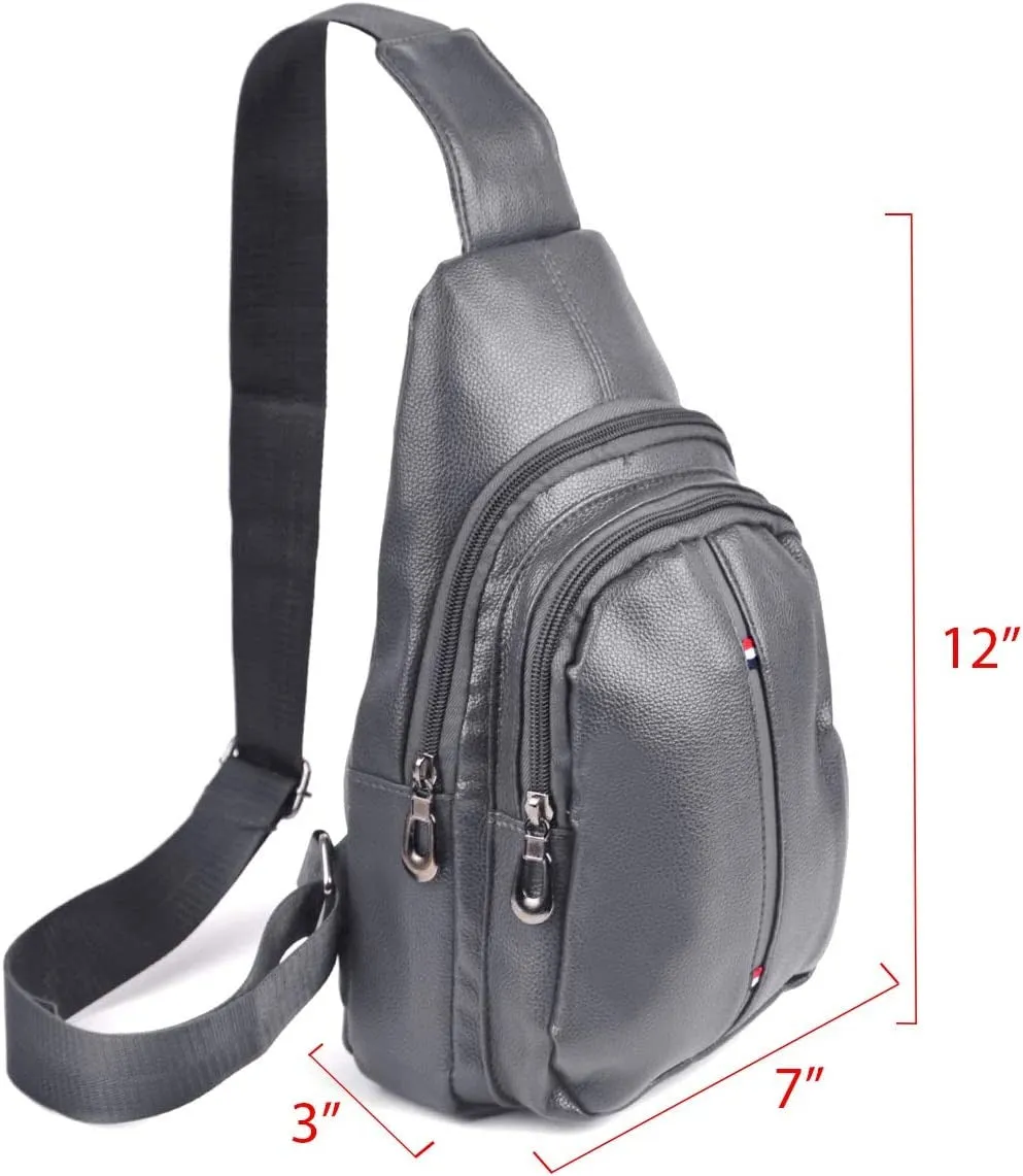 WESTEND Crossbody Leather Sling Bag Backpack with Adjustable Strap - Charcoal Leather