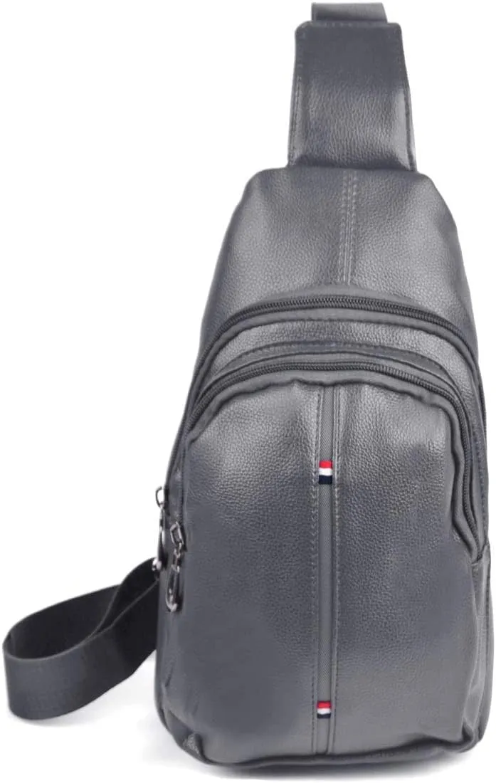 WESTEND Crossbody Leather Sling Bag Backpack with Adjustable Strap - Charcoal Leather