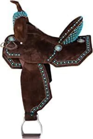 Western Barrel Racing Horse Saddles Trail Equestrian Horse Saddle Classic Quality Premium Leather Comfort for Horse Riding Size:10-18 inches Seat Available, BRL19