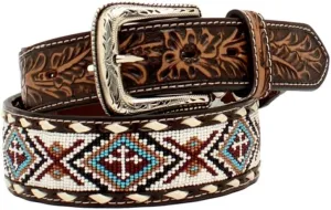 Western Belt Mens Floral Tooled Buck Lacing Beads N210005505