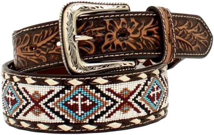 Western Belt Mens Floral Tooled Buck Lacing Beads N210005505