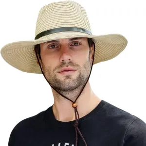 Western Cowboy Hat for Men Women Beach Sun Hat Wide Brim Panama Fedora Outdoor Foldable Summer Straw Sombrero Rancher Cap