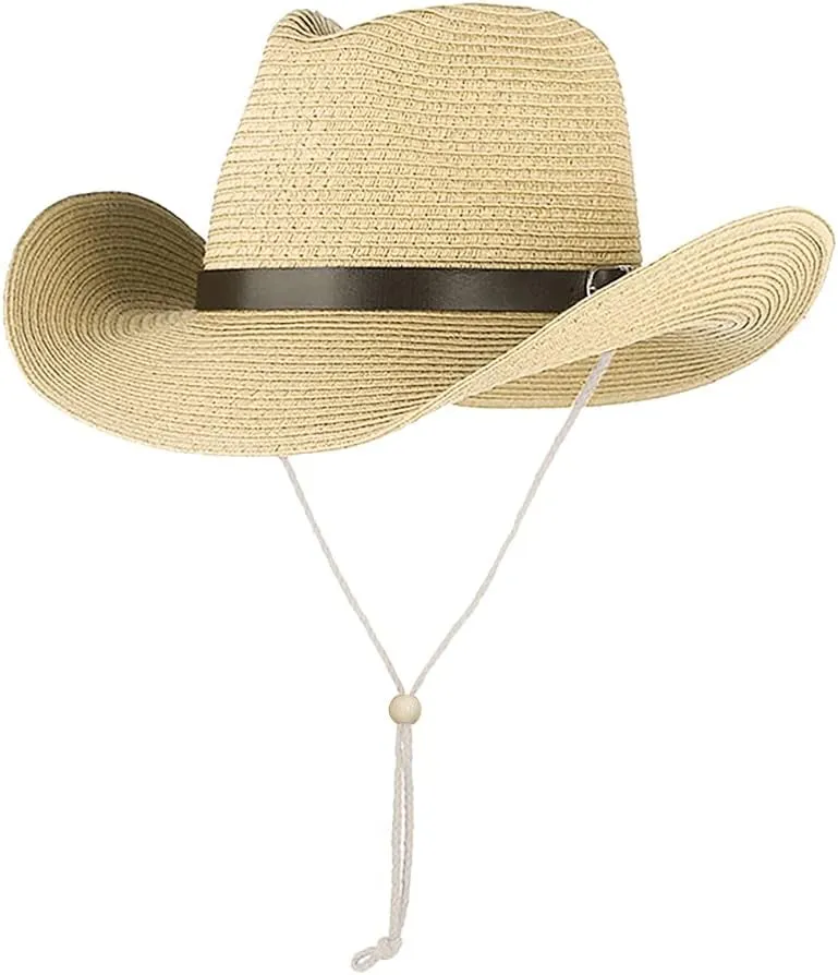 Western Cowboy Hat for Men Women Beach Sun Hat Wide Brim Panama Fedora Outdoor Foldable Summer Straw Sombrero Rancher Cap