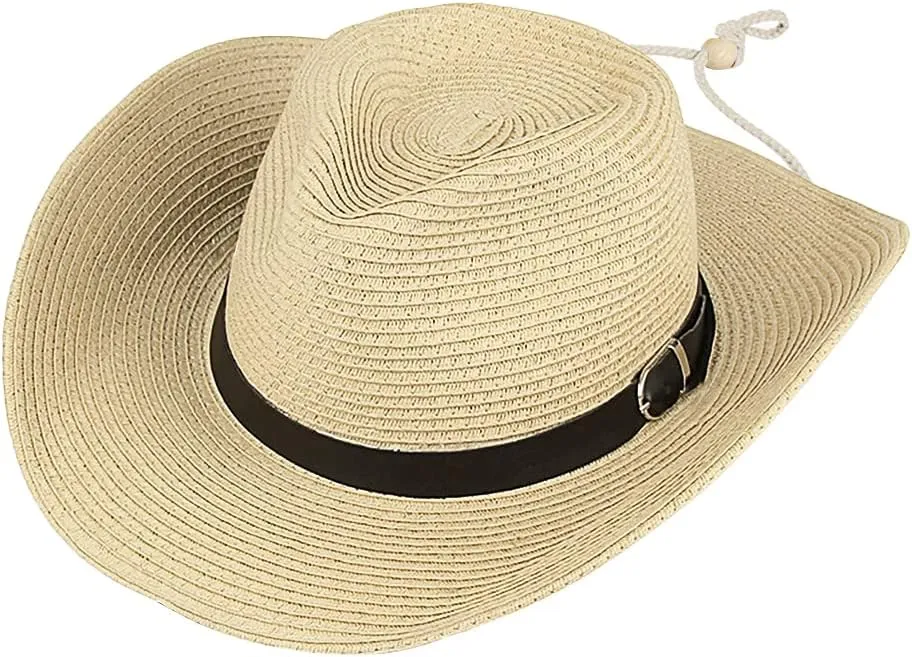 Western Cowboy Hat for Men Women Beach Sun Hat Wide Brim Panama Fedora Outdoor Foldable Summer Straw Sombrero Rancher Cap